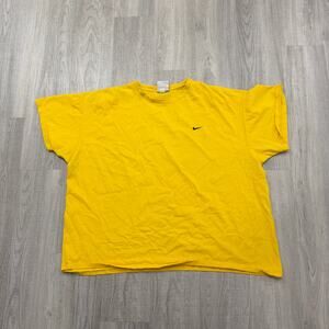 Vintage Nike Swoosh Shirt Men's 2XL Boxy Yellow 90s Logo Check Embroidered
